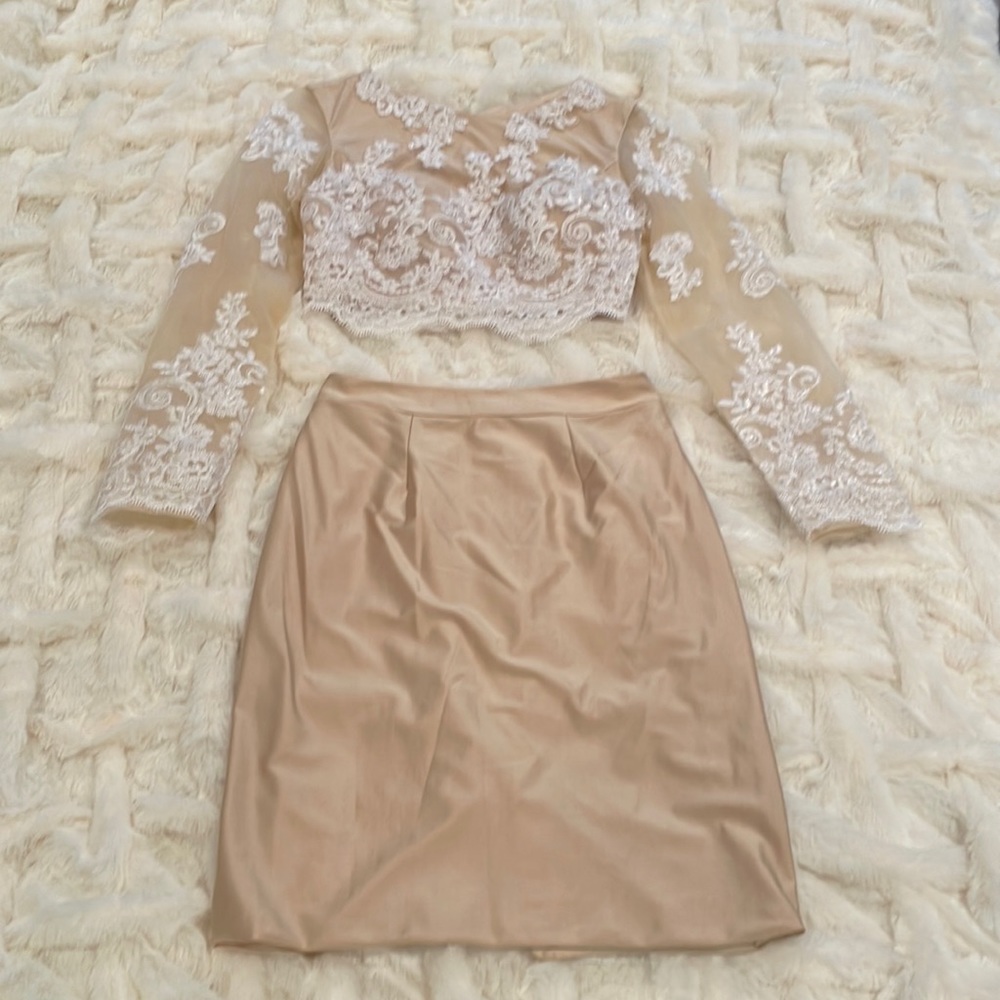 Two piece crop top and skirt